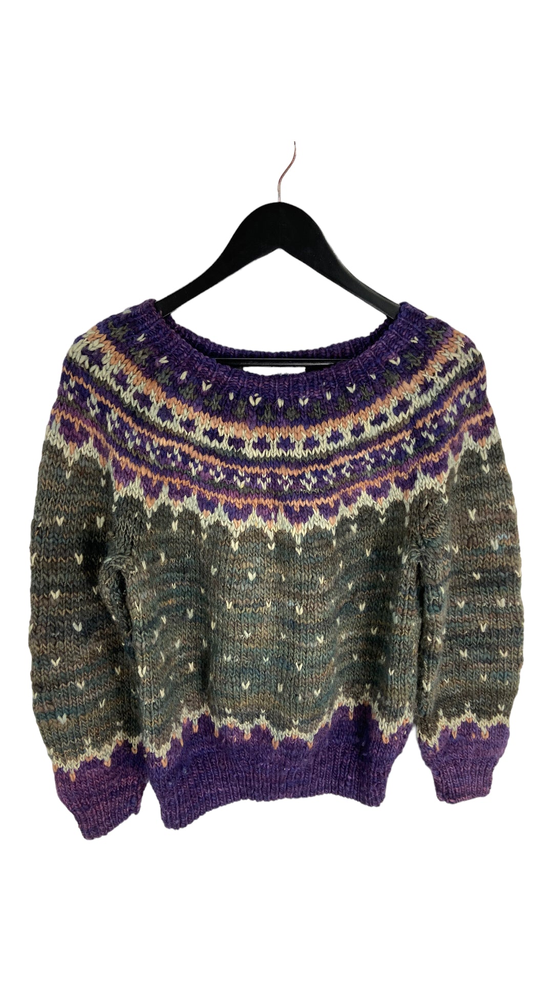 VTG Wmn's Jacquard Wool Sweater Sz M