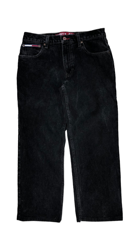 Load image into Gallery viewer, VTG Tommy Hilfiger Cropped Black Denim Jeans Sz 31x25
