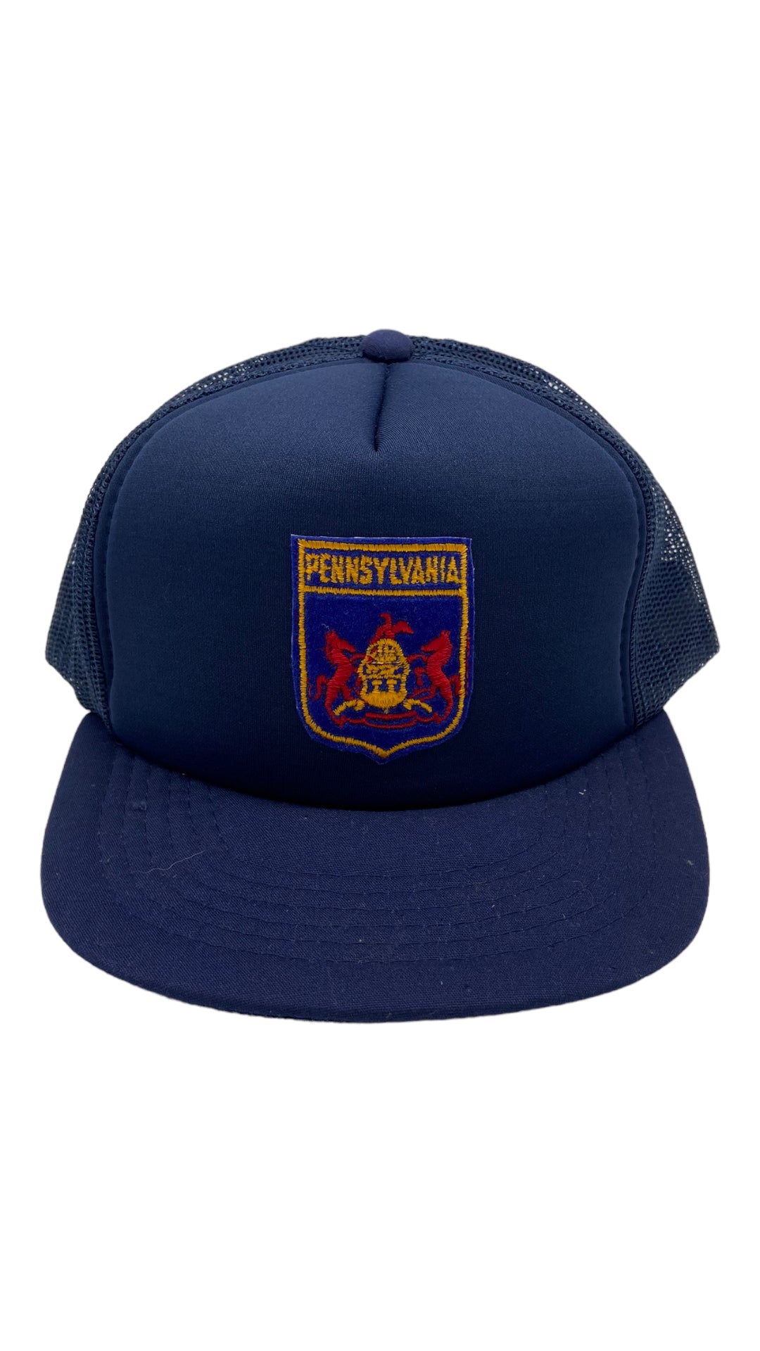 Load image into Gallery viewer, VTG Pennsylvania Badge Yupoong Navy Trucker Hat

