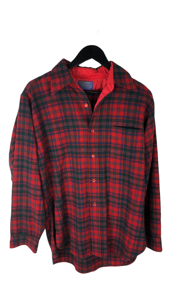VTG Pendleton Red Wool Flannel L/S Shirt Sz L