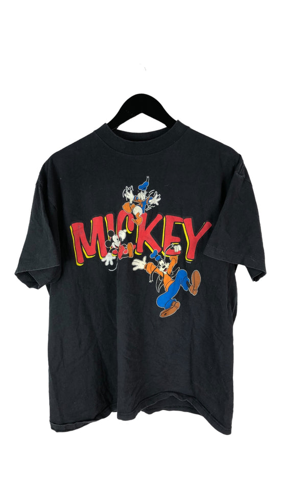 VTG Mickey with Donald and Pluto Tee Sz L