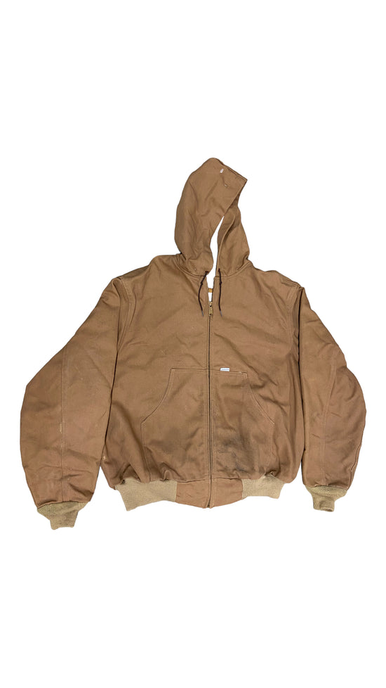 VTG Carhartt Brown Mesh Lined Hooded Jacket Sz XL
