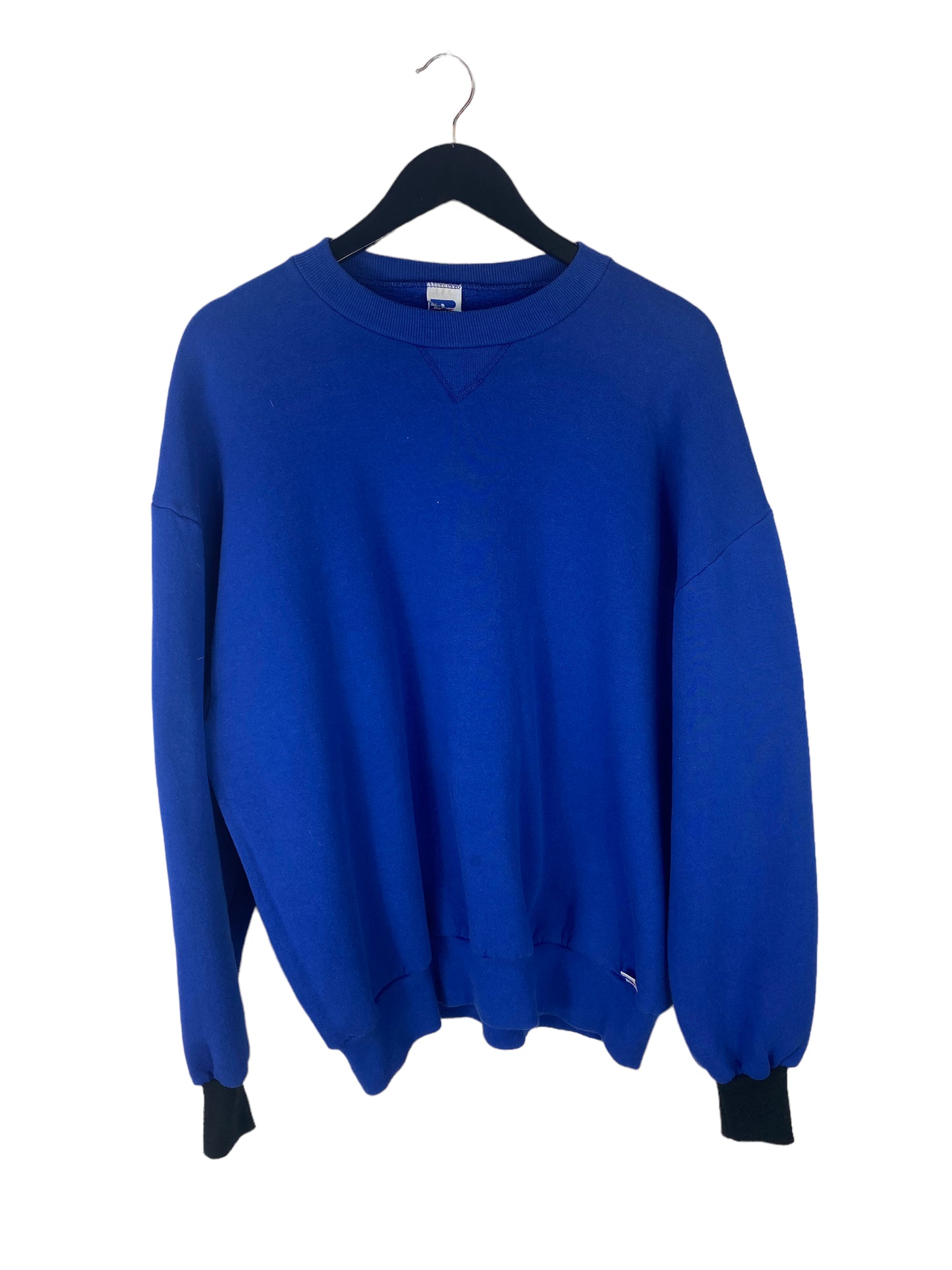 Load image into Gallery viewer, VTG Russell Blue/Black Blank Crewneck Sz L
