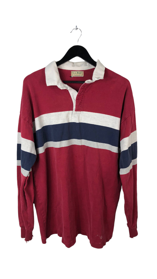 VTG LL Bean Red/Blue Rugby Shirt Sz XL