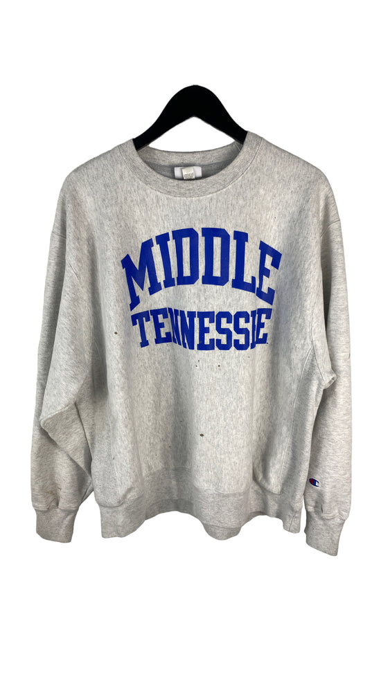 Load image into Gallery viewer, Vtg MTSU Champion Reverse Weave Spellout Sweater Sz XXL
