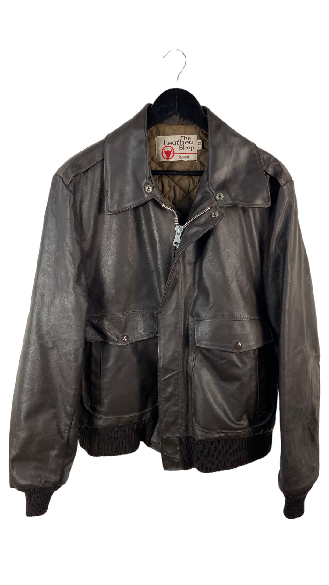 VTG Sears Brown Leather Zip Jacket Sz M/L