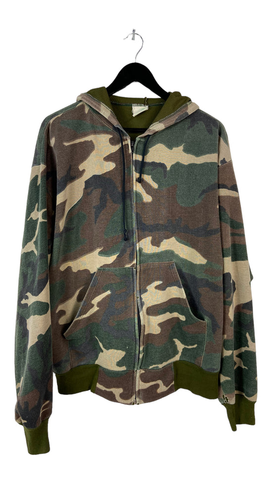 Load image into Gallery viewer, VTG Ace Sportswear Camo Thermal Zip Up Hoodie Sz L/XL
