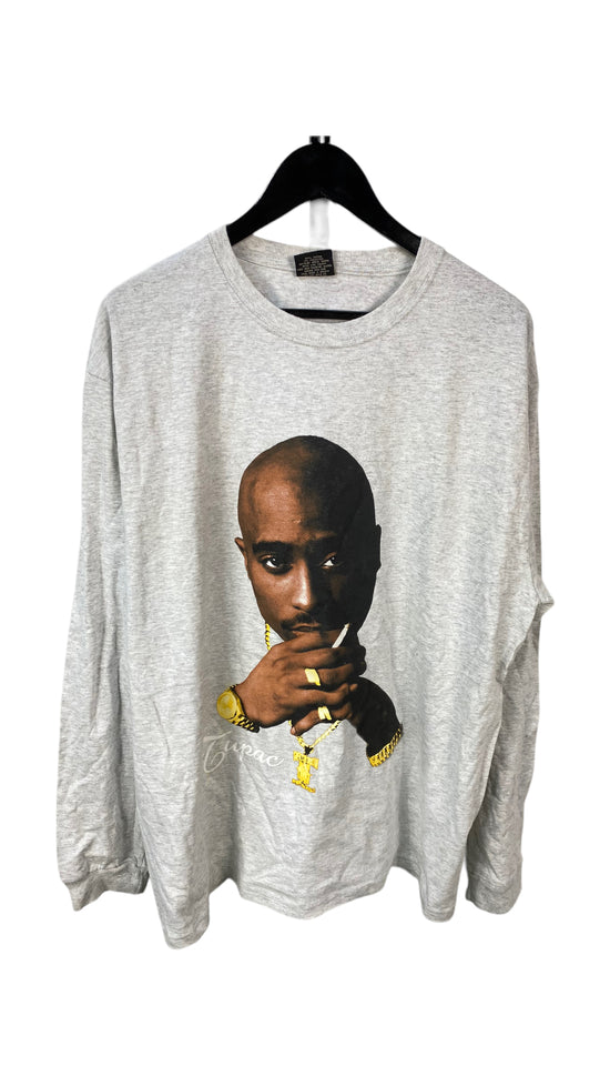 VTG Tupac Smoking Portrait Rap L/S Shirt Sz XL