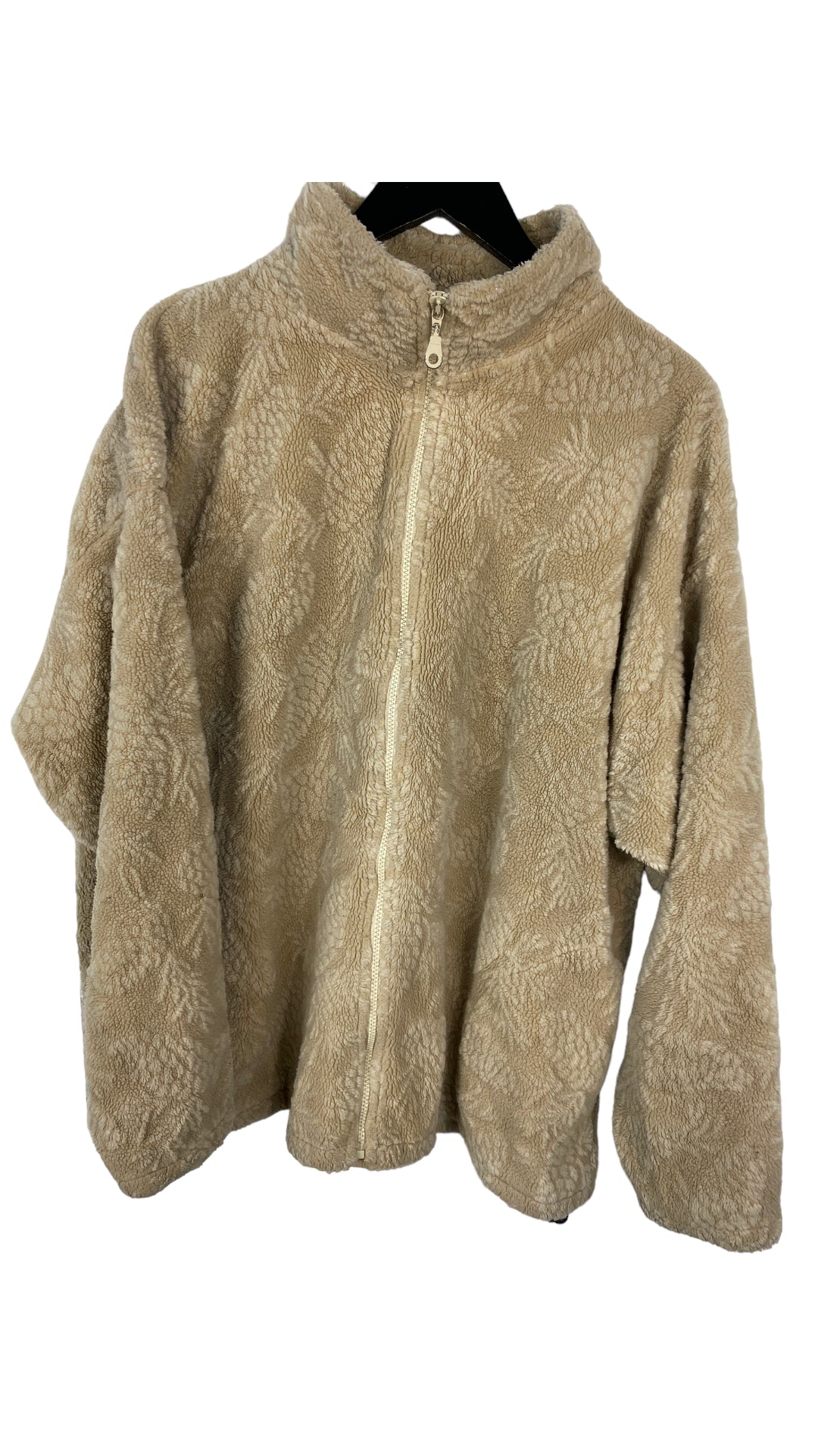 VTG Cream Pinecone Fleece Full Zip Jacket Sz XL