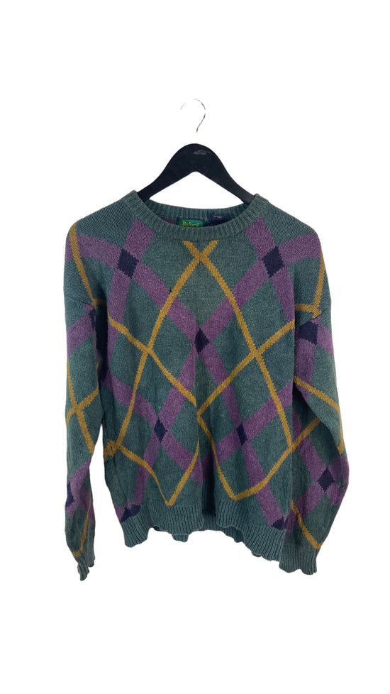 Vtg Byford Argyle Knit Sweater Sz M