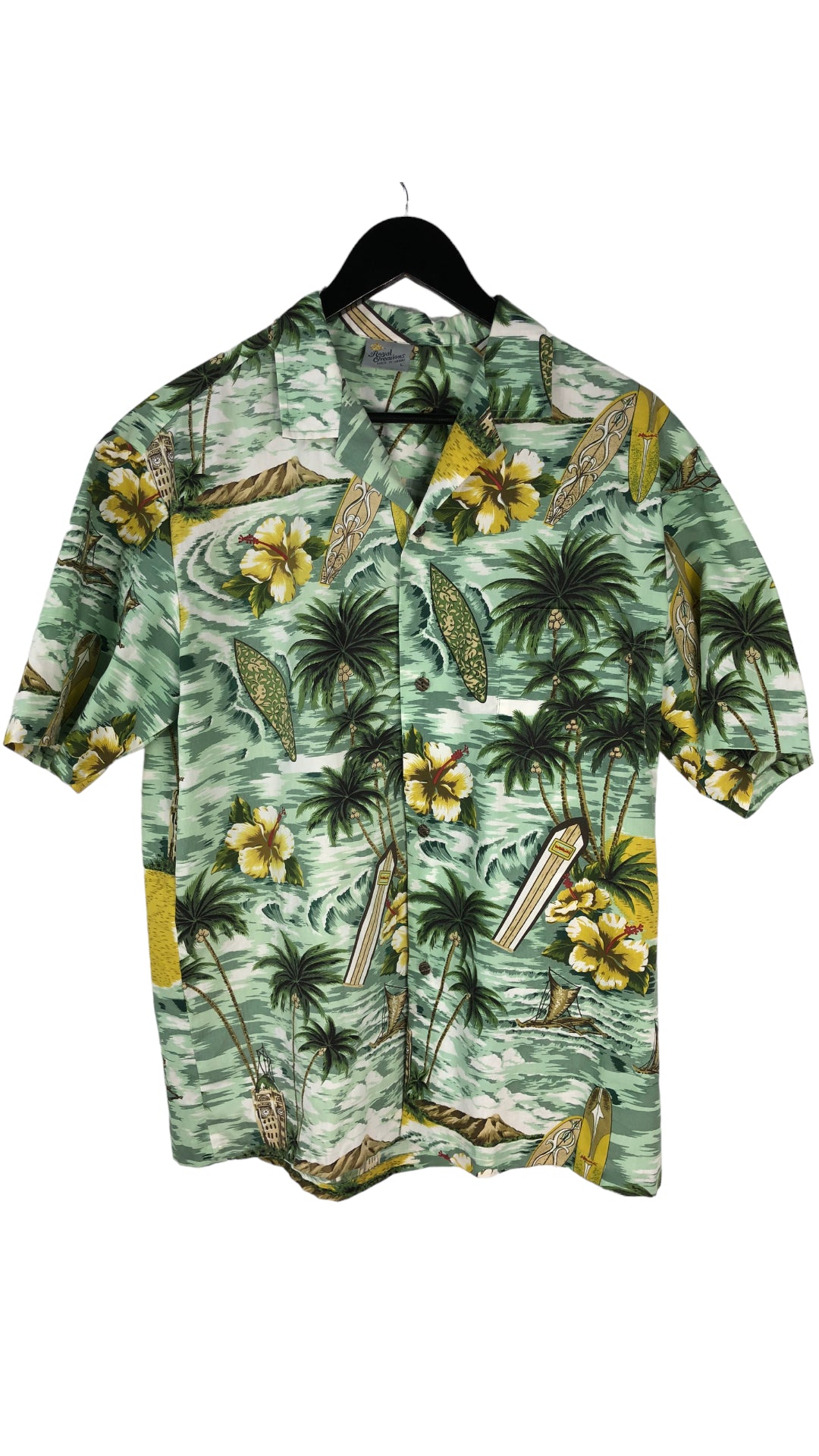 VTG Tropical Hawaii Button Up Shirt Sz L