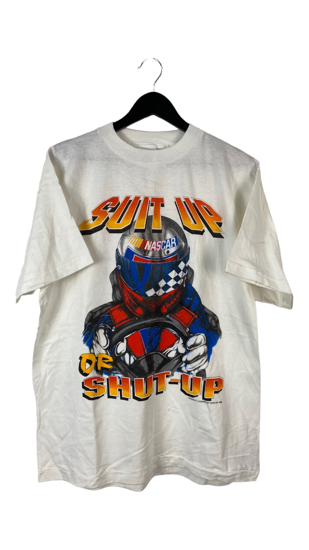 Load image into Gallery viewer, VTG NASCAR Suit Up Or Shut Up Tee Sz L
