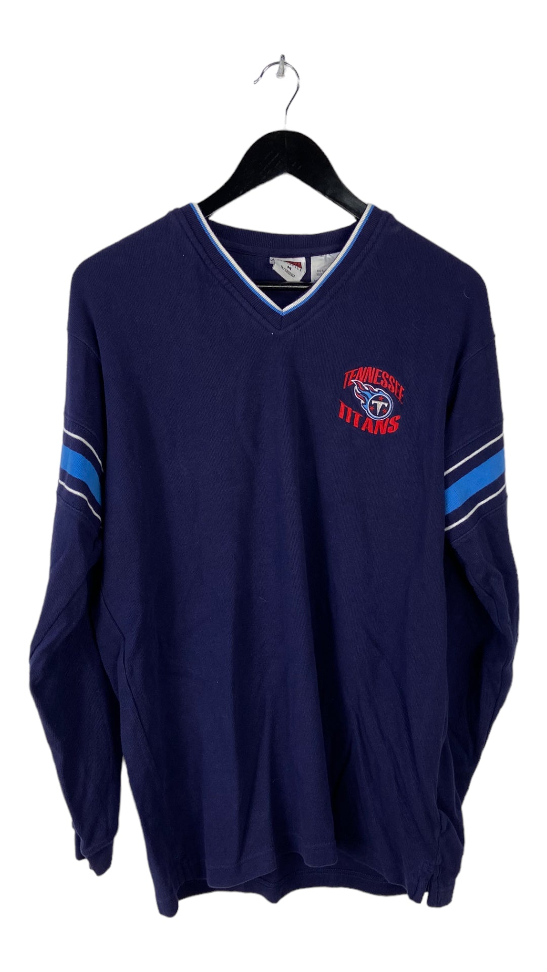 Load image into Gallery viewer, VTG Tennessee Titans Navy V-neck Sweater Sz M
