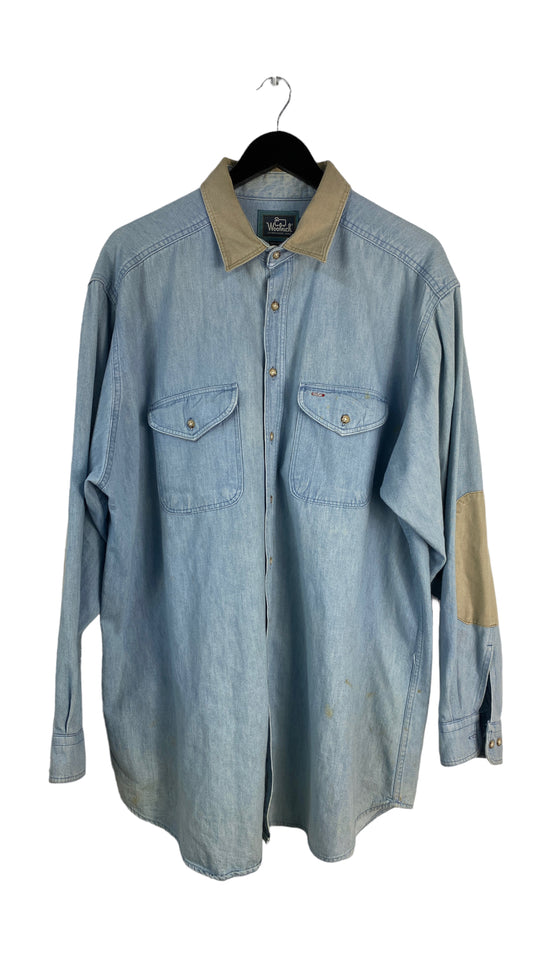 Load image into Gallery viewer, VTG Woolrich Denim Button Up Shirt Sz 3XL
