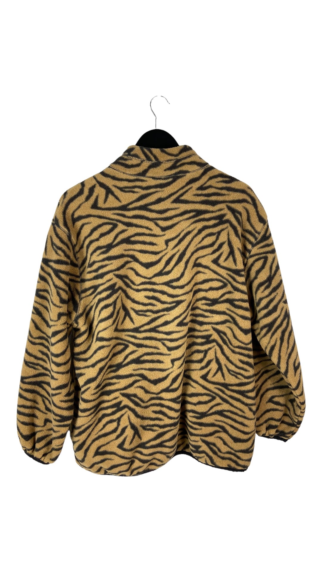 VTG Tiger Print Zip Fleece Jacket Sz L