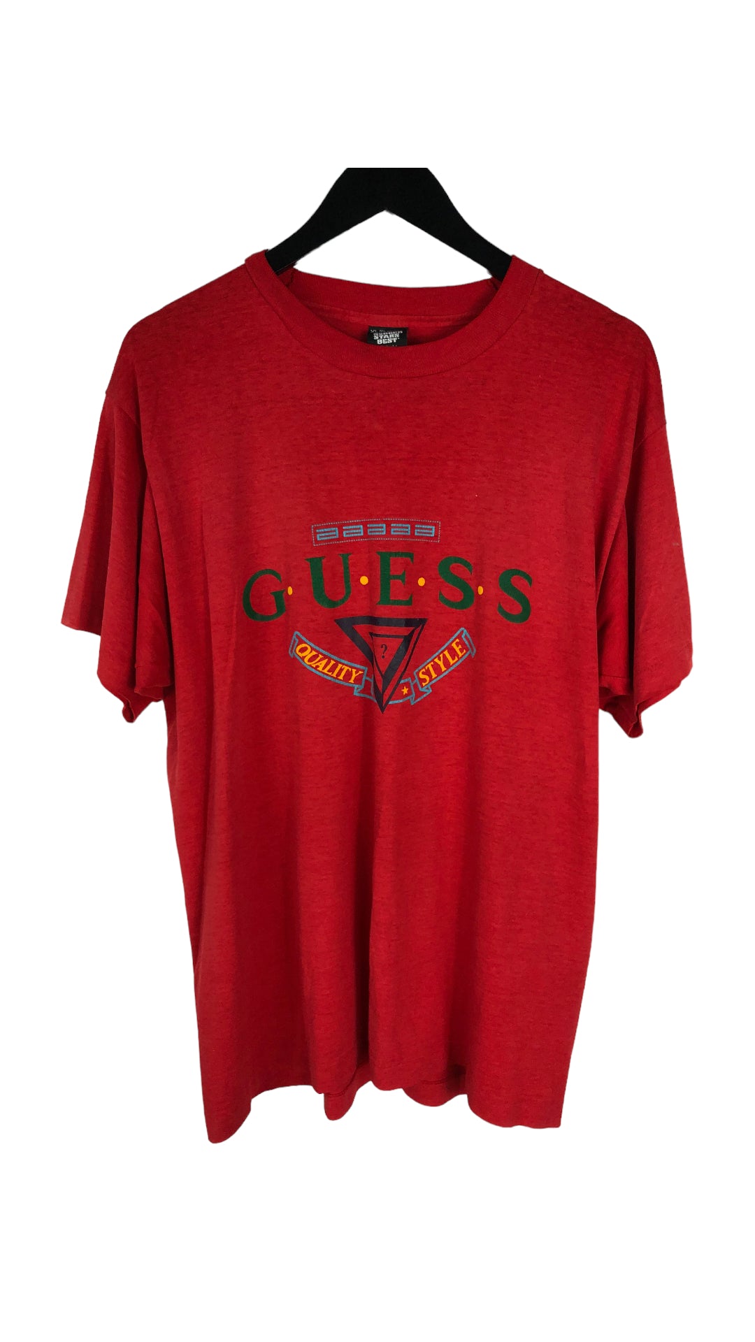 VTG Red Guess Quilty Style Tee Sz M