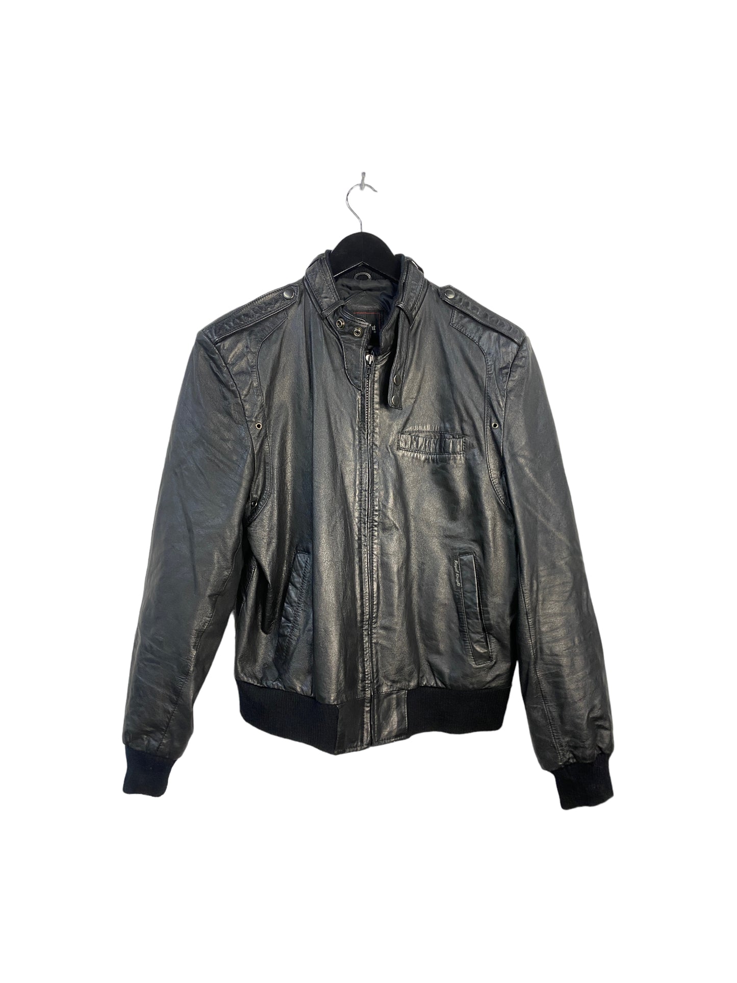 VTG Black Leather Biker Jacket Sz M