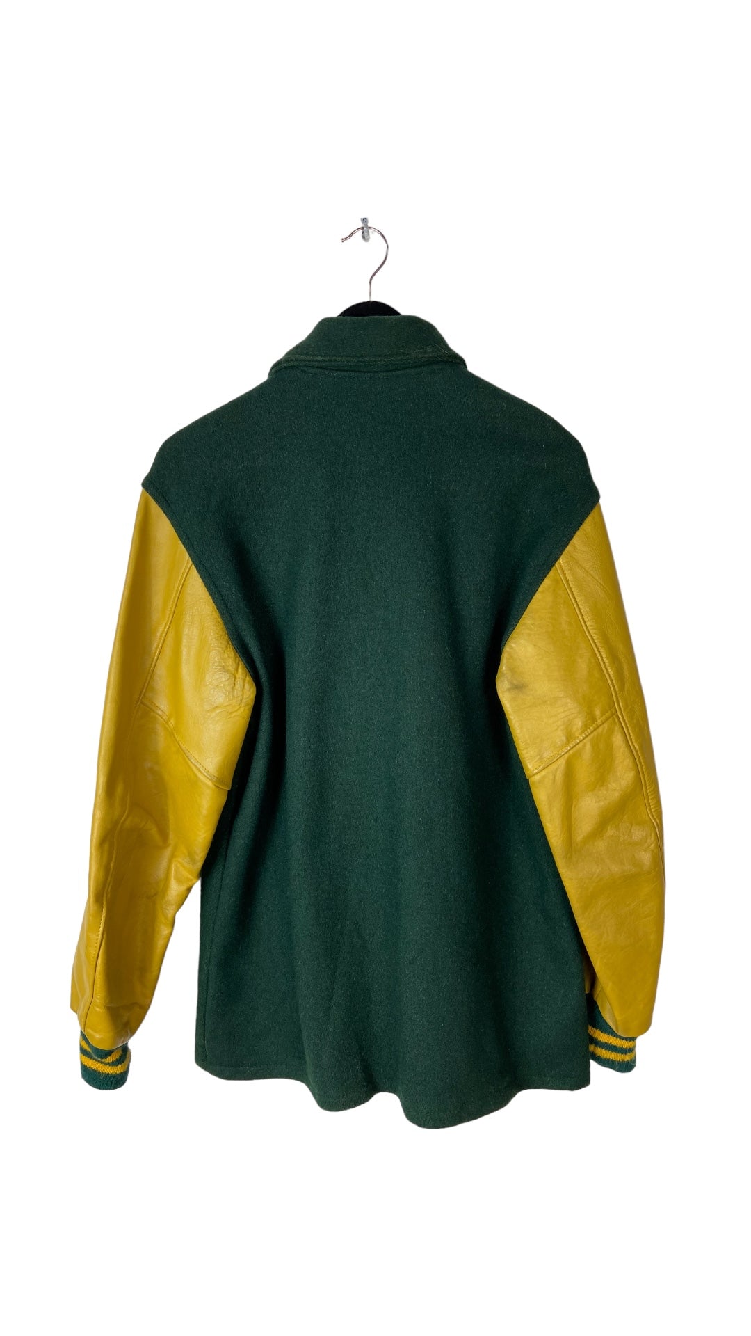 VTG Green/Yellow Letterman Jacket Sz L