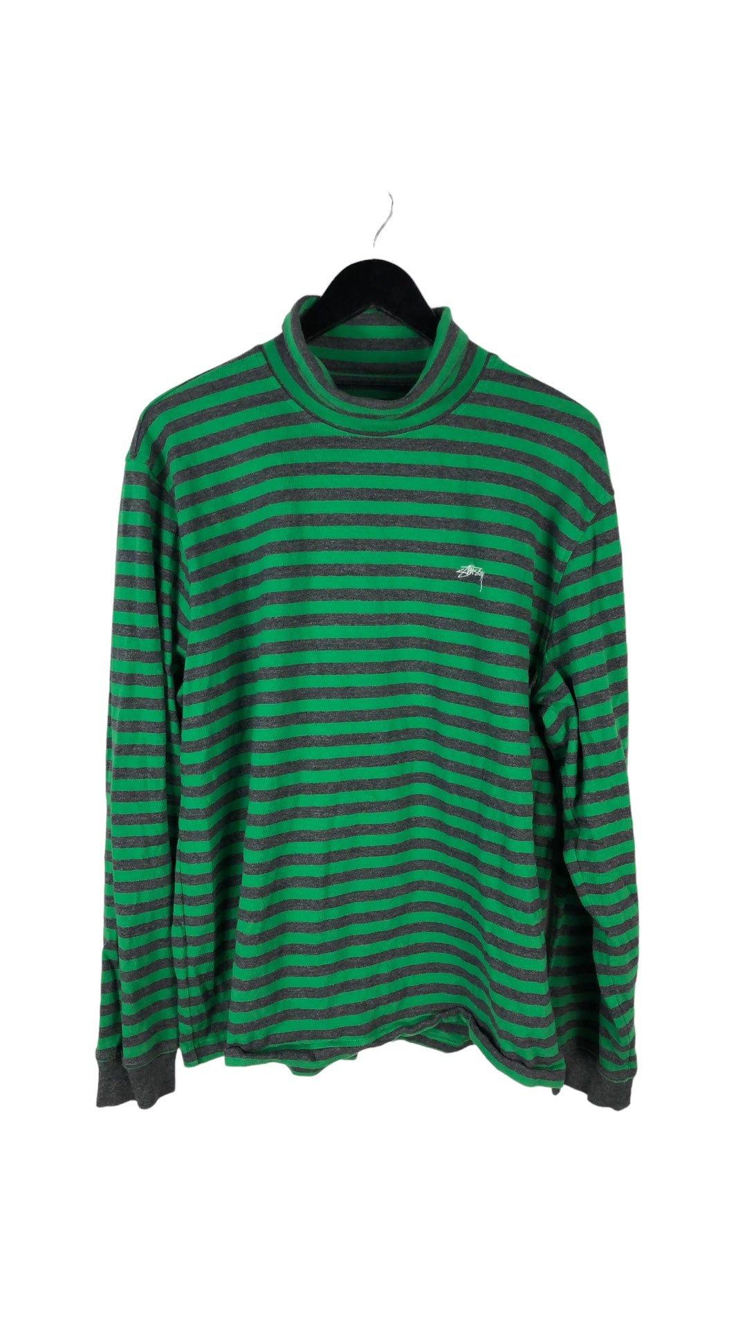 Load image into Gallery viewer, Stussy Green/Gray Stripped Turtleneck Sz XL
