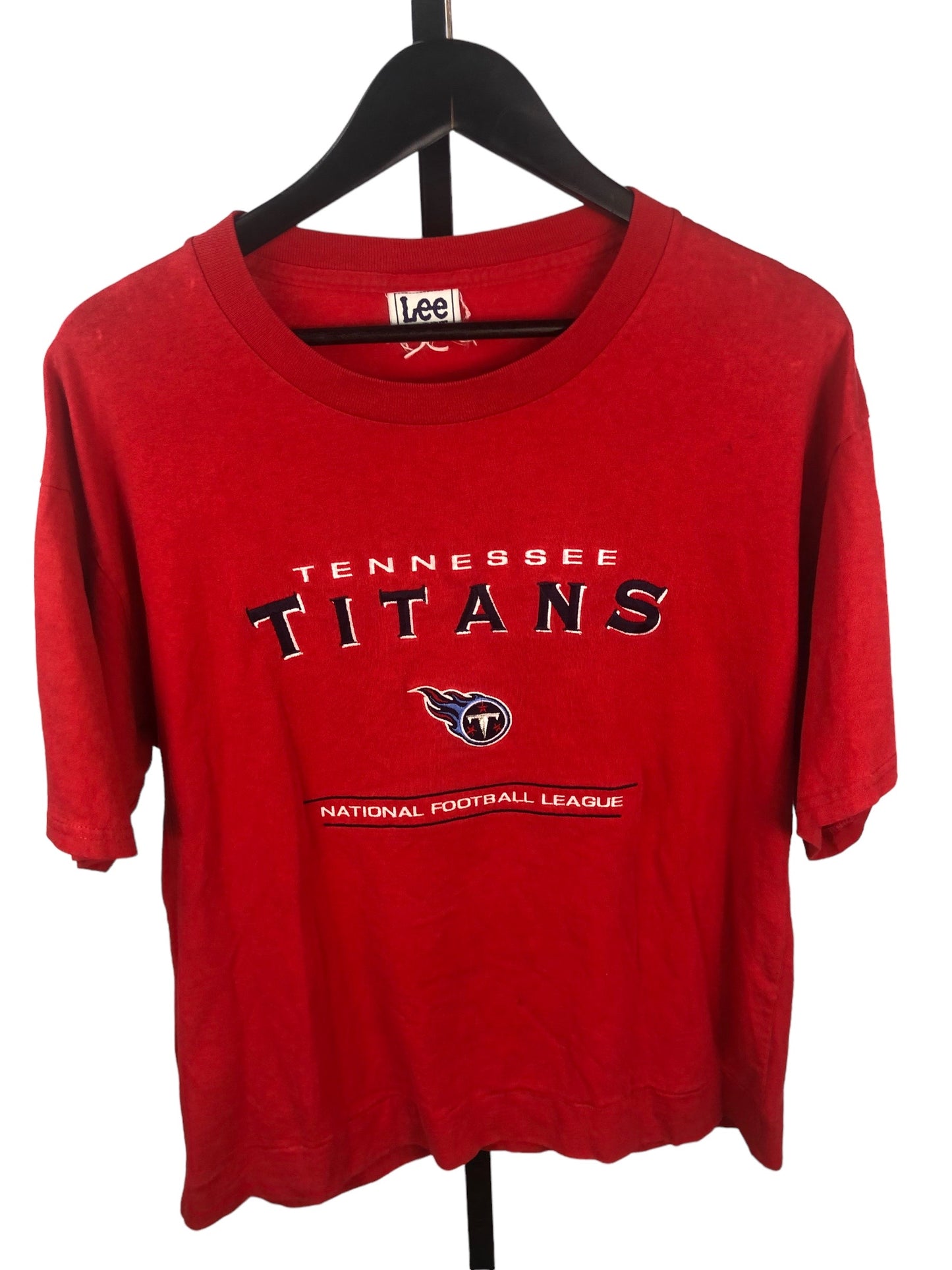Vtg Lee Tennessee Titans Embroidered Tee Sz L