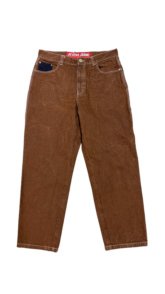 Star Jeans Carpet Company Brown Denim Pants Sz 35x30