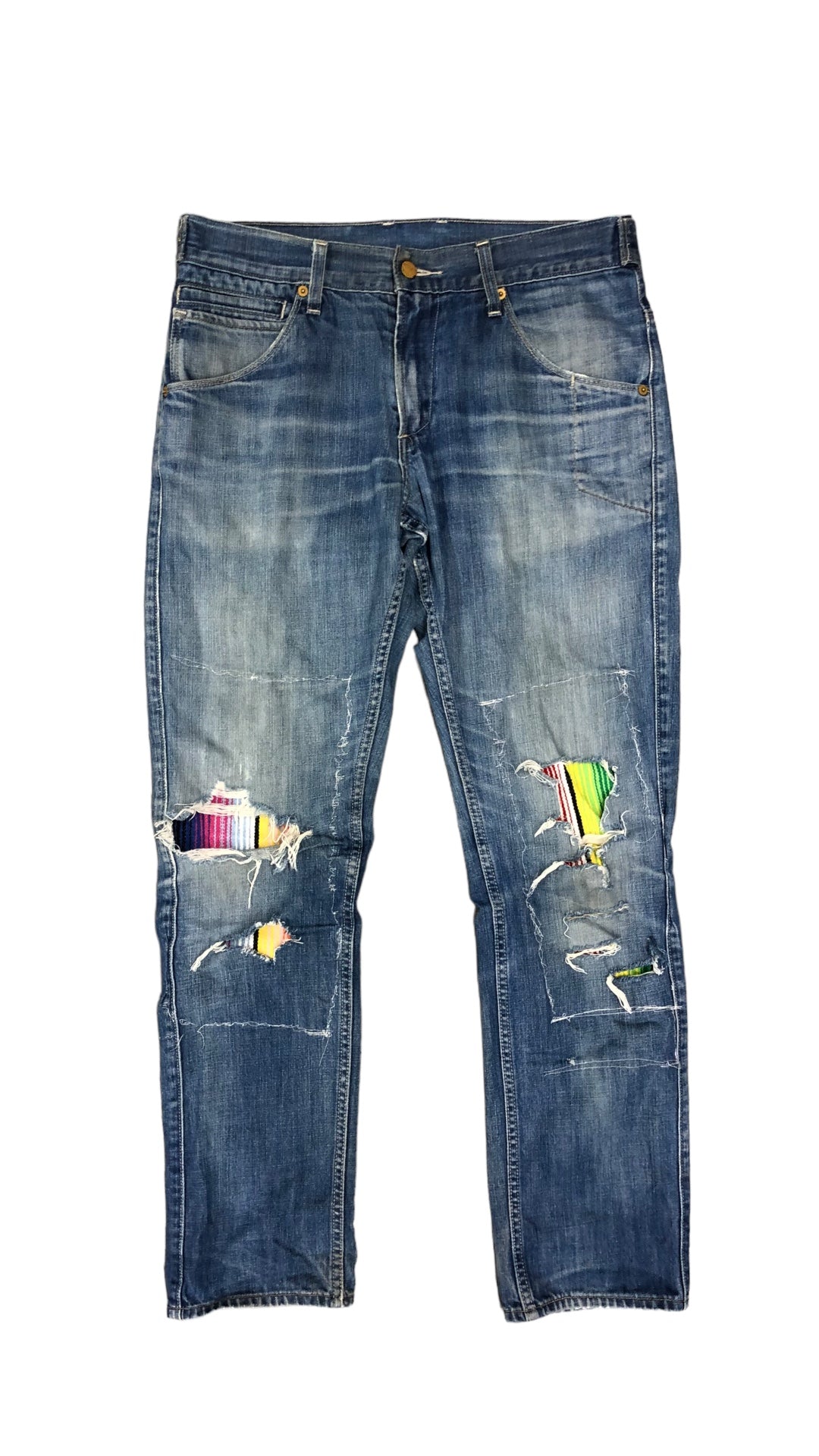 VTG Levi's 511 Reworked Stitched Blue Denim Jeans Sz 33x30