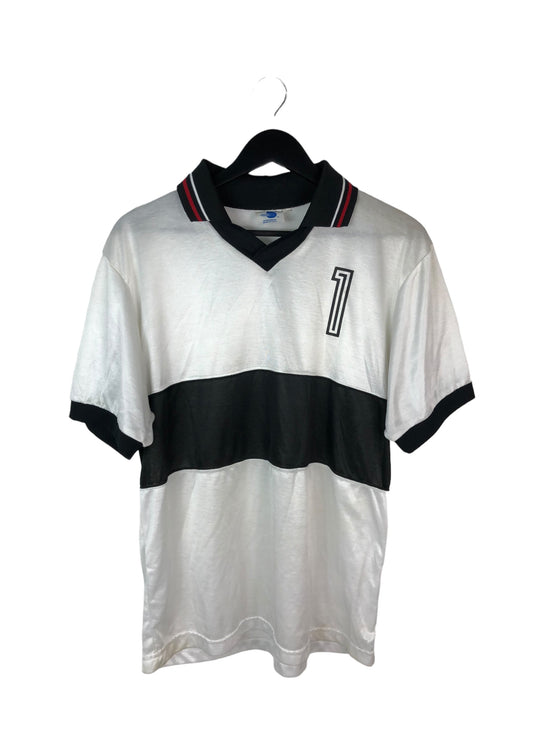 VTG 80's Black/White Collared #1 Soccer Jersey Sz L