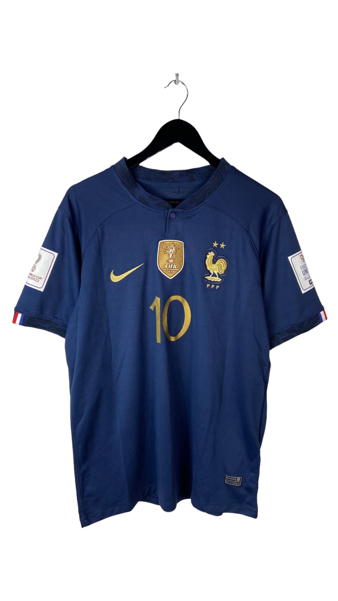 Load image into Gallery viewer, Nike Kylian Mbappe France Authentic 22/23 World Cup Home Soccer Jersey Sz L
