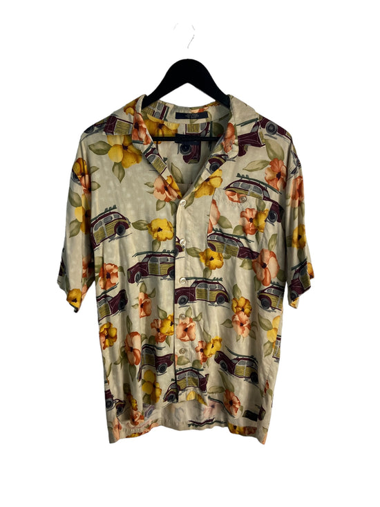 Vtg Marc Edwards Woodie Hawaiian Shirt Sz L