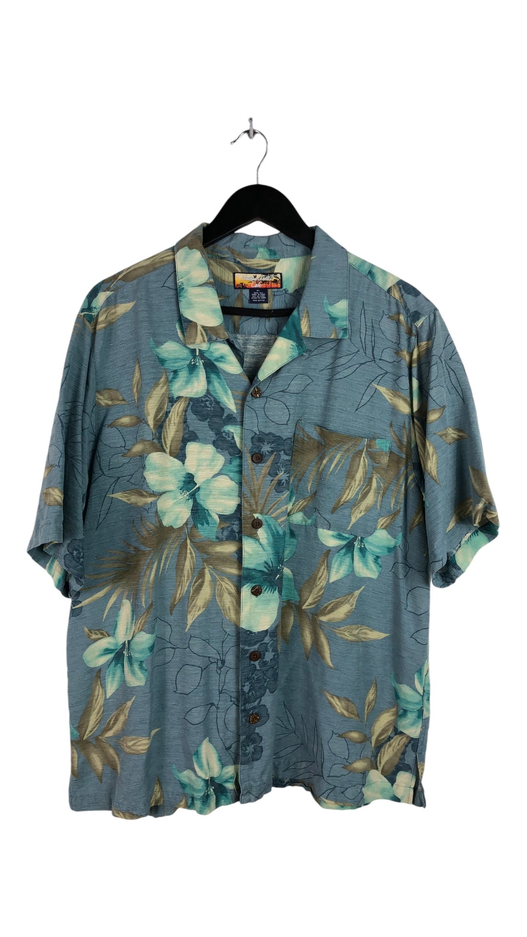 VTG Havana Jacks Cafe Blue Flowers Hawaiian Shirt Sz XL