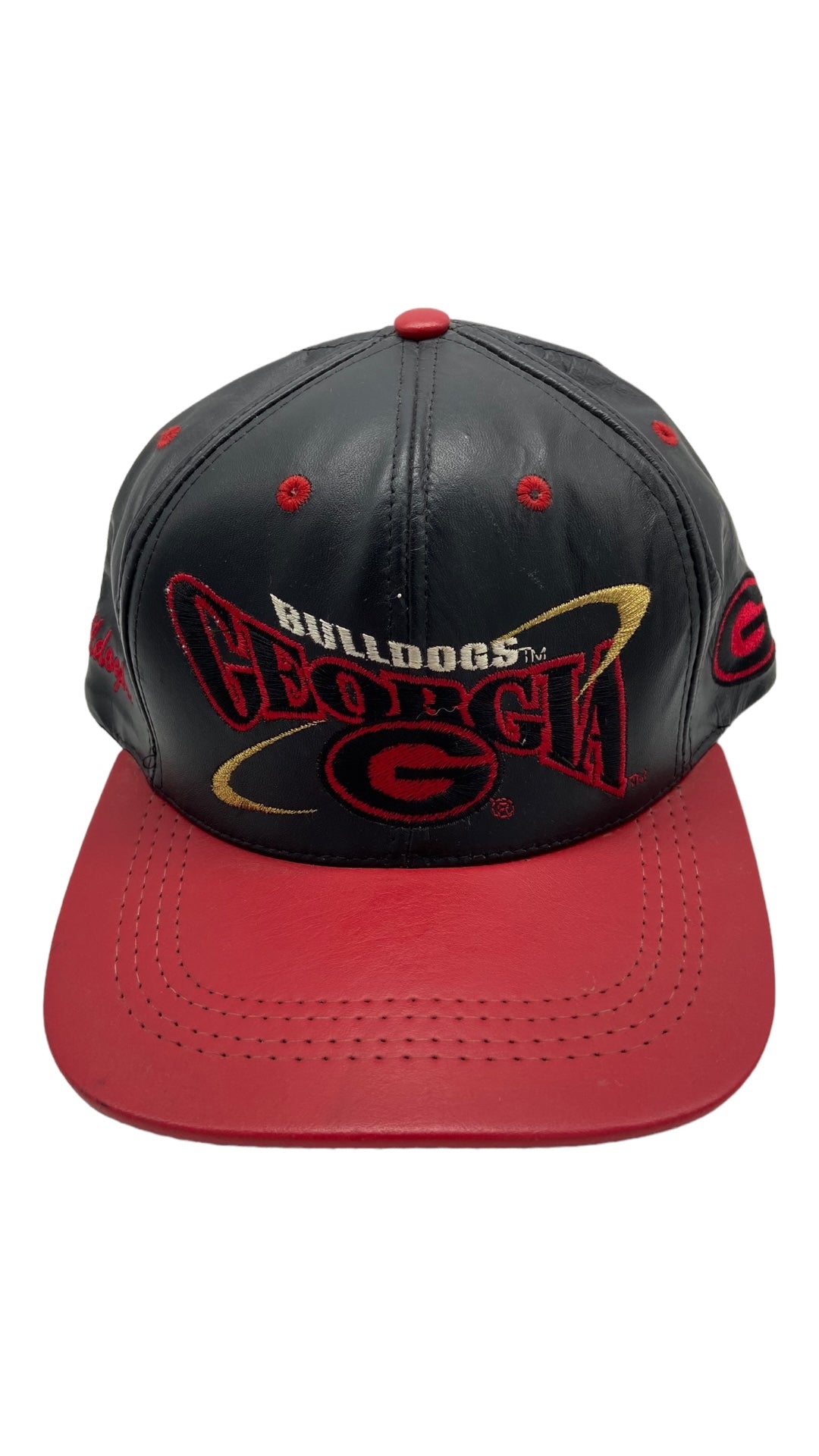 VTG Georgia Bulldogs Leather Strapback Hat