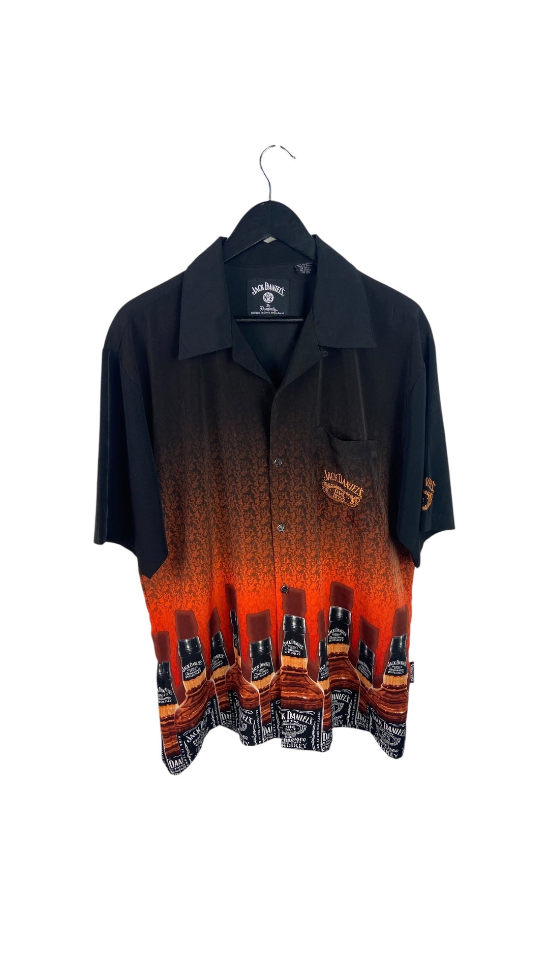 VTG Jack Daniels Bottle Graphic Button Up Sz XL