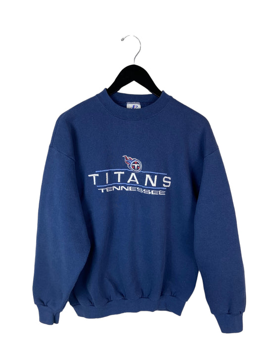VTG Tennessee Titans Navy Embroidered Crewneck Sz M