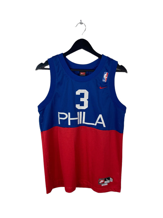 Y2K Nike Allen Iverson #3 Philadelphia 76ers Blue/Red Jersey Sz Youth L