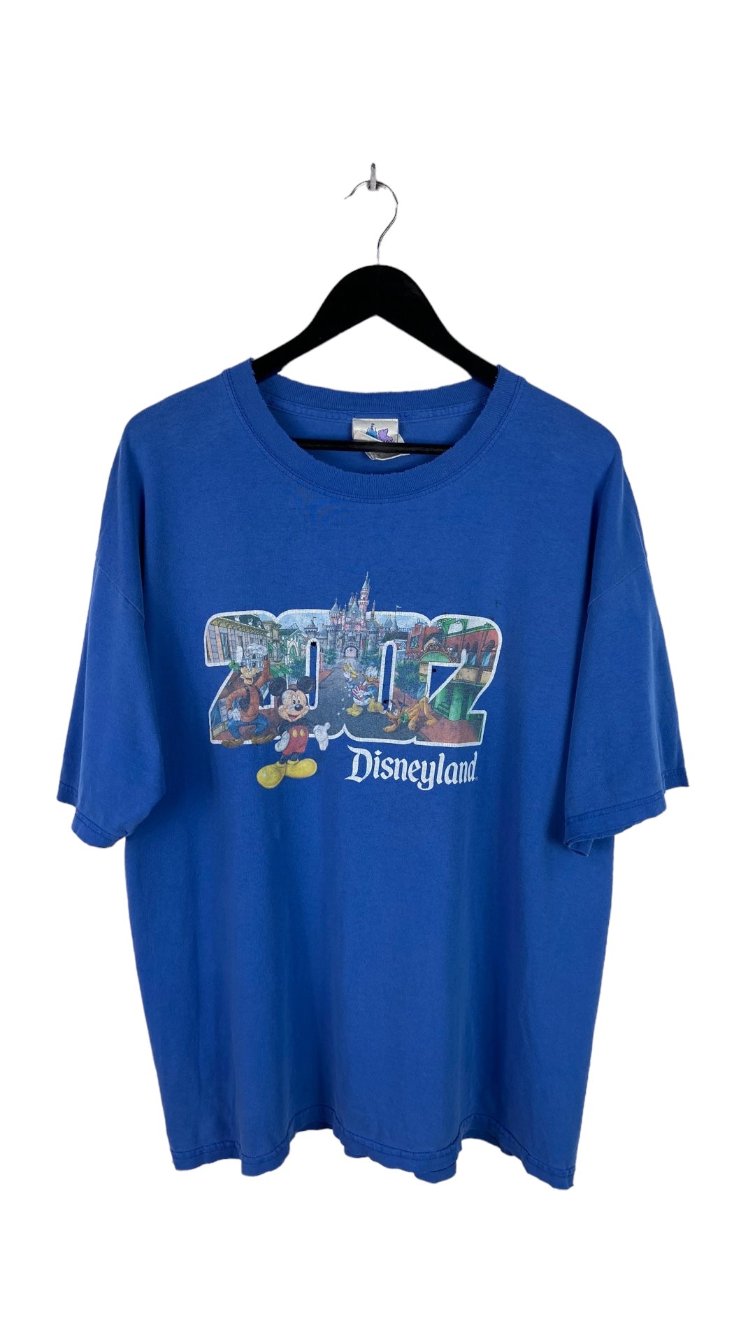 VTG Disneyland '02 Mickey & Friends Distressed Blue Tee Sz XL