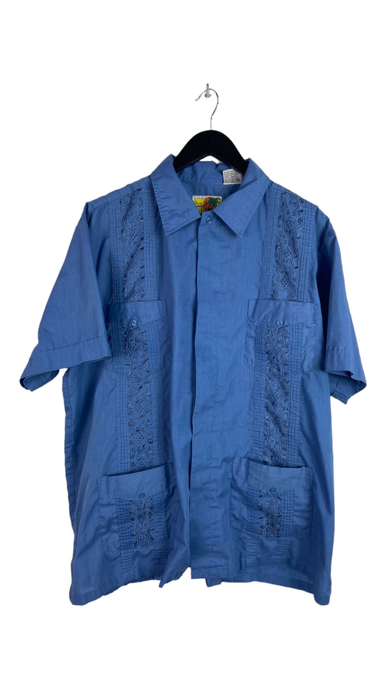 Vtg Blue Haband Guayabera Shirt Sz XL