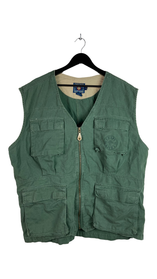 VTG Chaps Olive Fishing Vest Sz XL