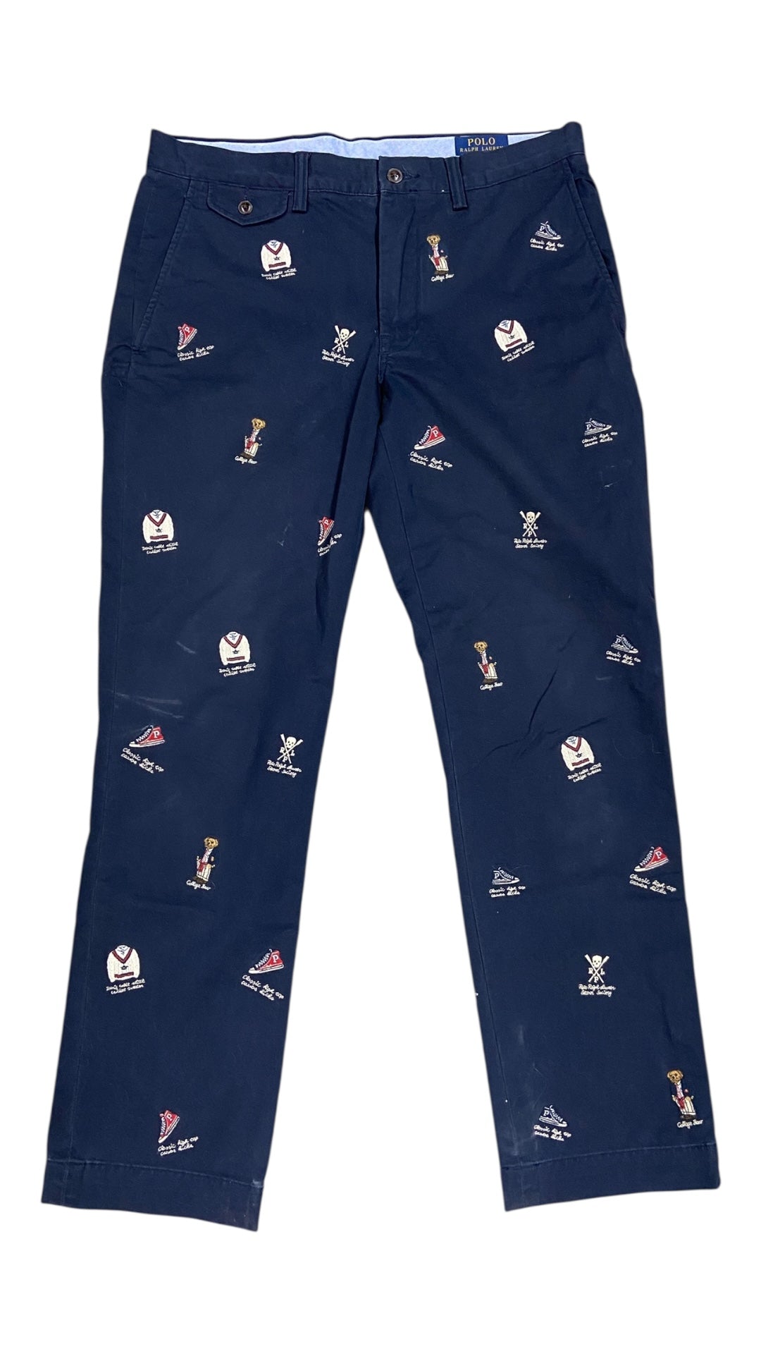 Polo Ralph Lauren Navy Blue Chino Embroidered Pants Sz 32x30