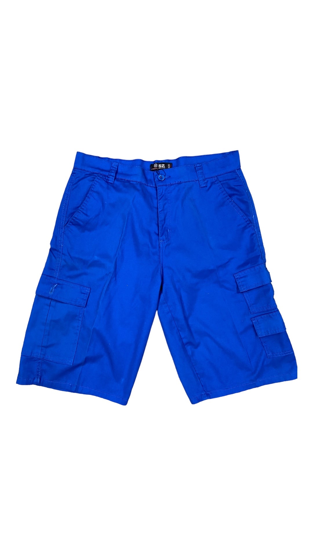 Vtg S2 Blue Cargo Shorts Sz 34"