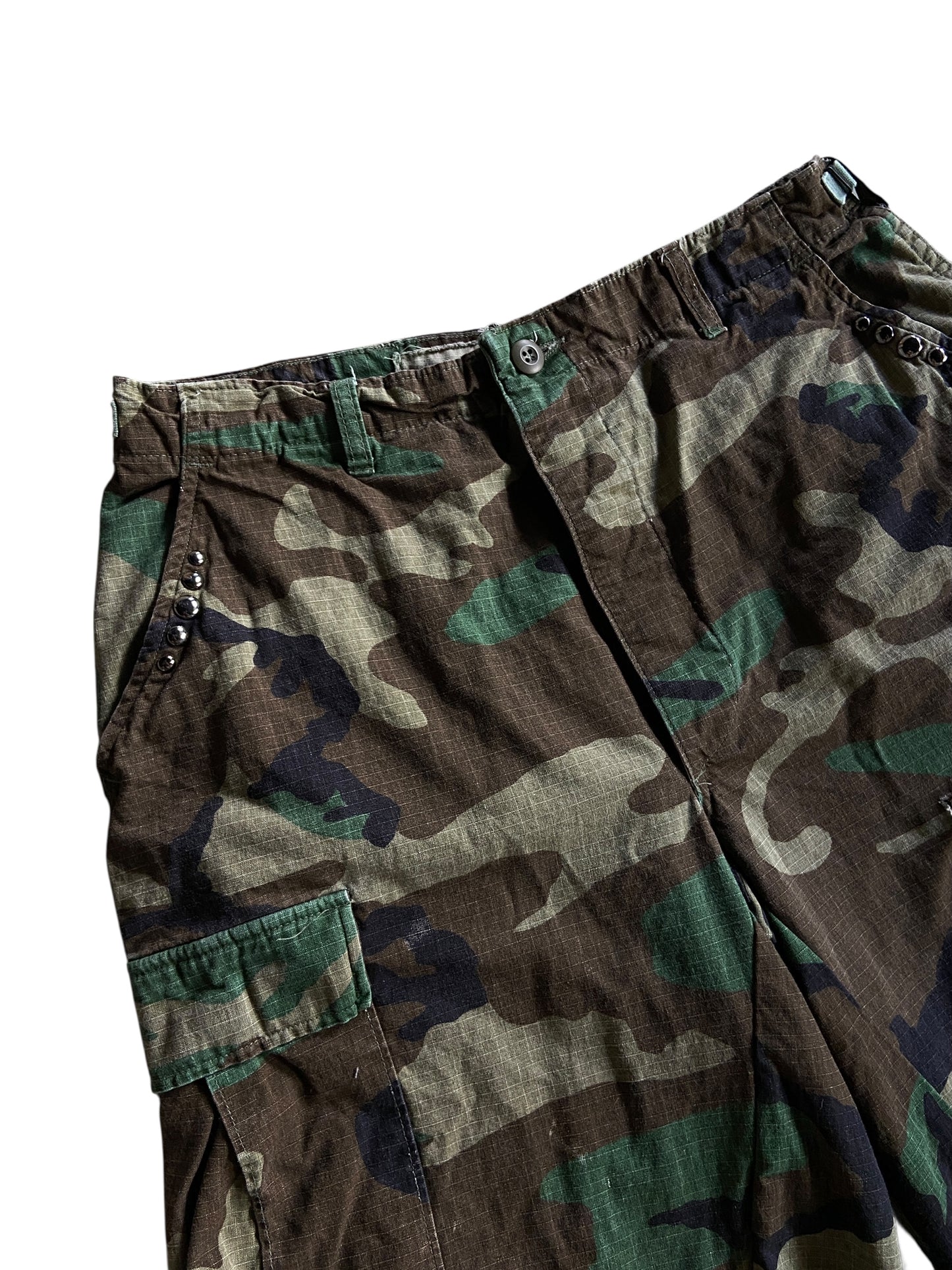 Reworked Studded Dark Camo Shorts by david turner