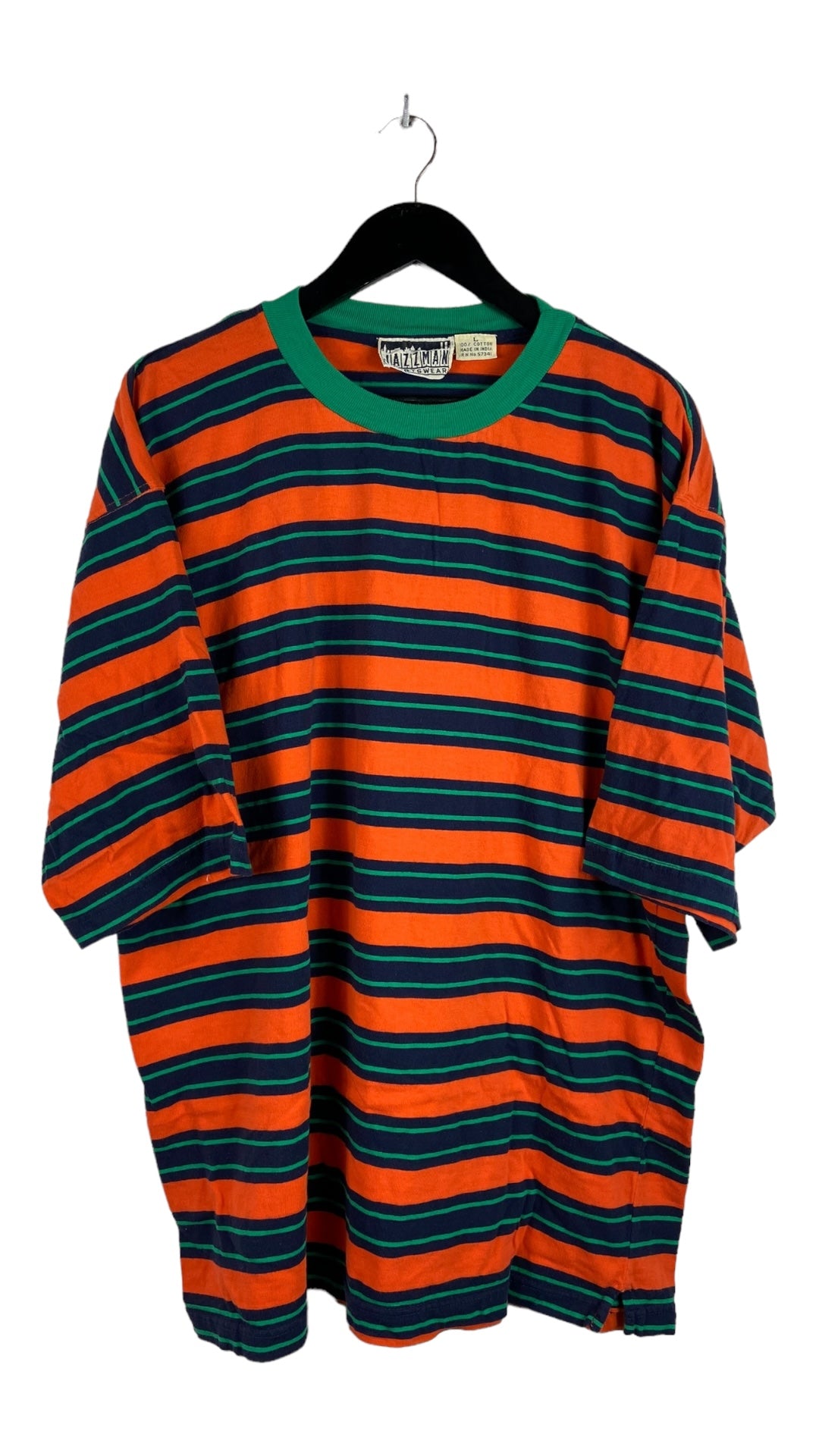 VTG Jazzman Sportswear Green/Orange Stripe Tee XL/2XL