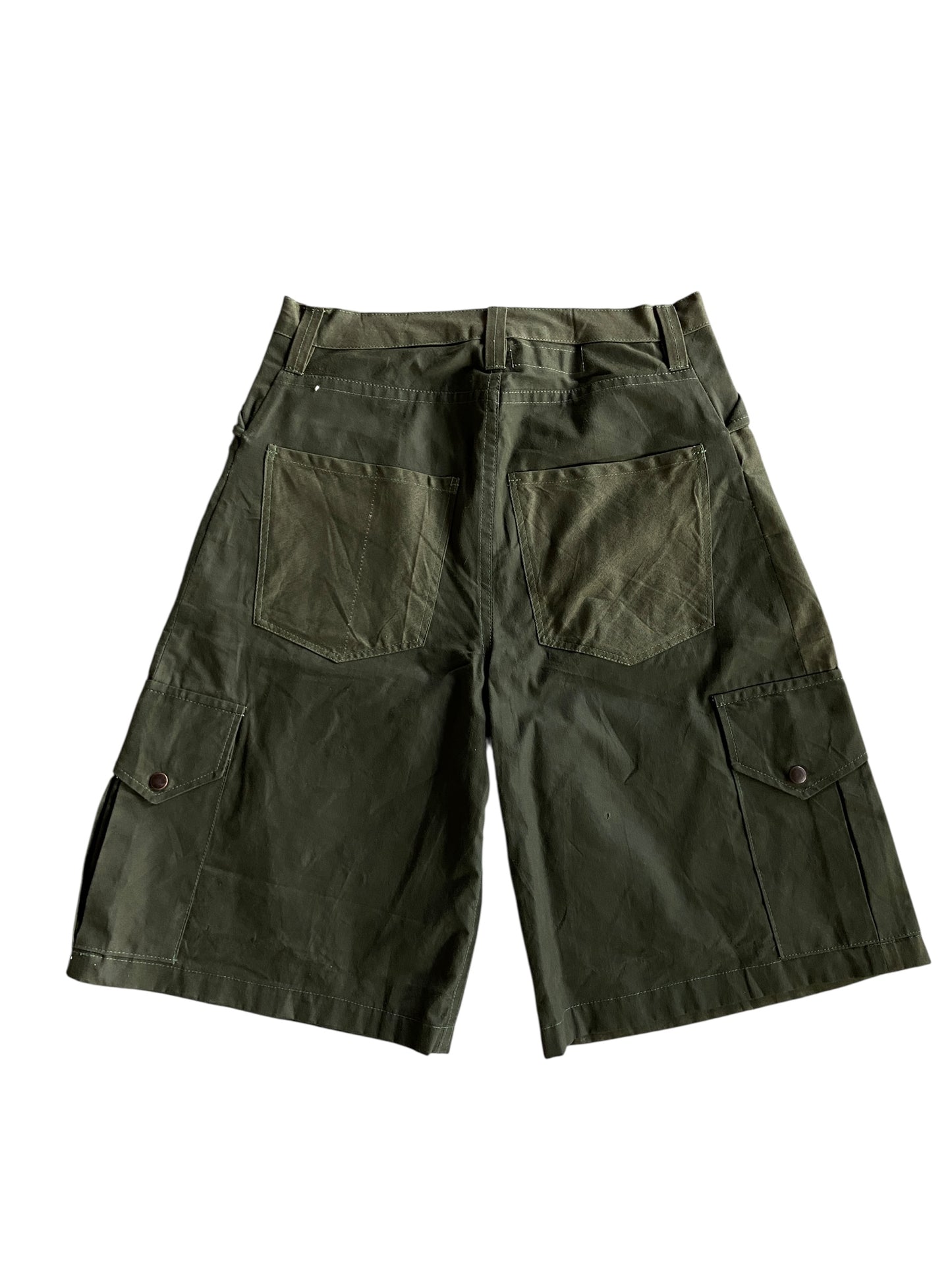 Reworked Military Olive Cargo Shorts by david turner