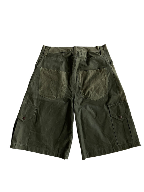 Reworked Military Olive Cargo Shorts by david turner
