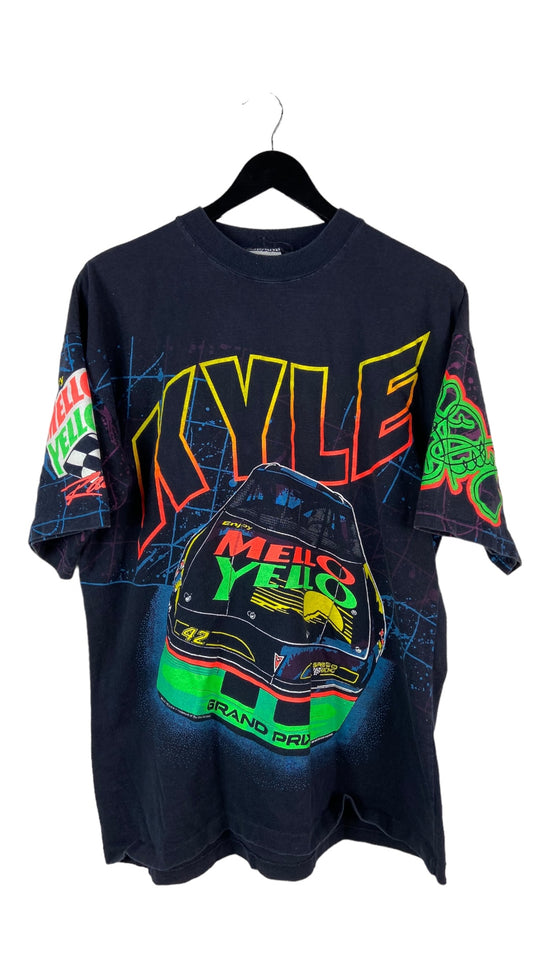 VTG Kyle Mello Yello All Over Print Neon Tee Sz XL