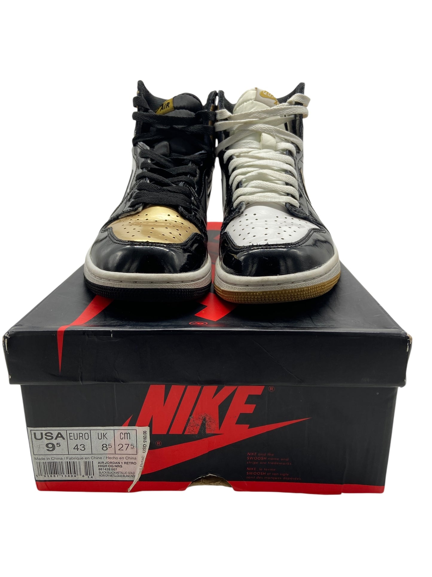 Preowned Air Jordan 1 Retro High OG NRG 'Gold Toe' Sz 9.5M/11W
