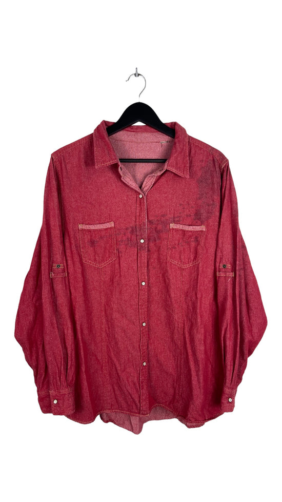 VTG Red Denim Shirt Sz L