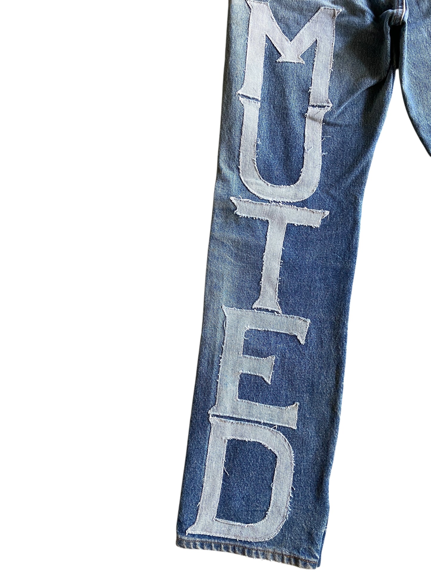 Reworked Muted Pine Denim Jeans by david turner