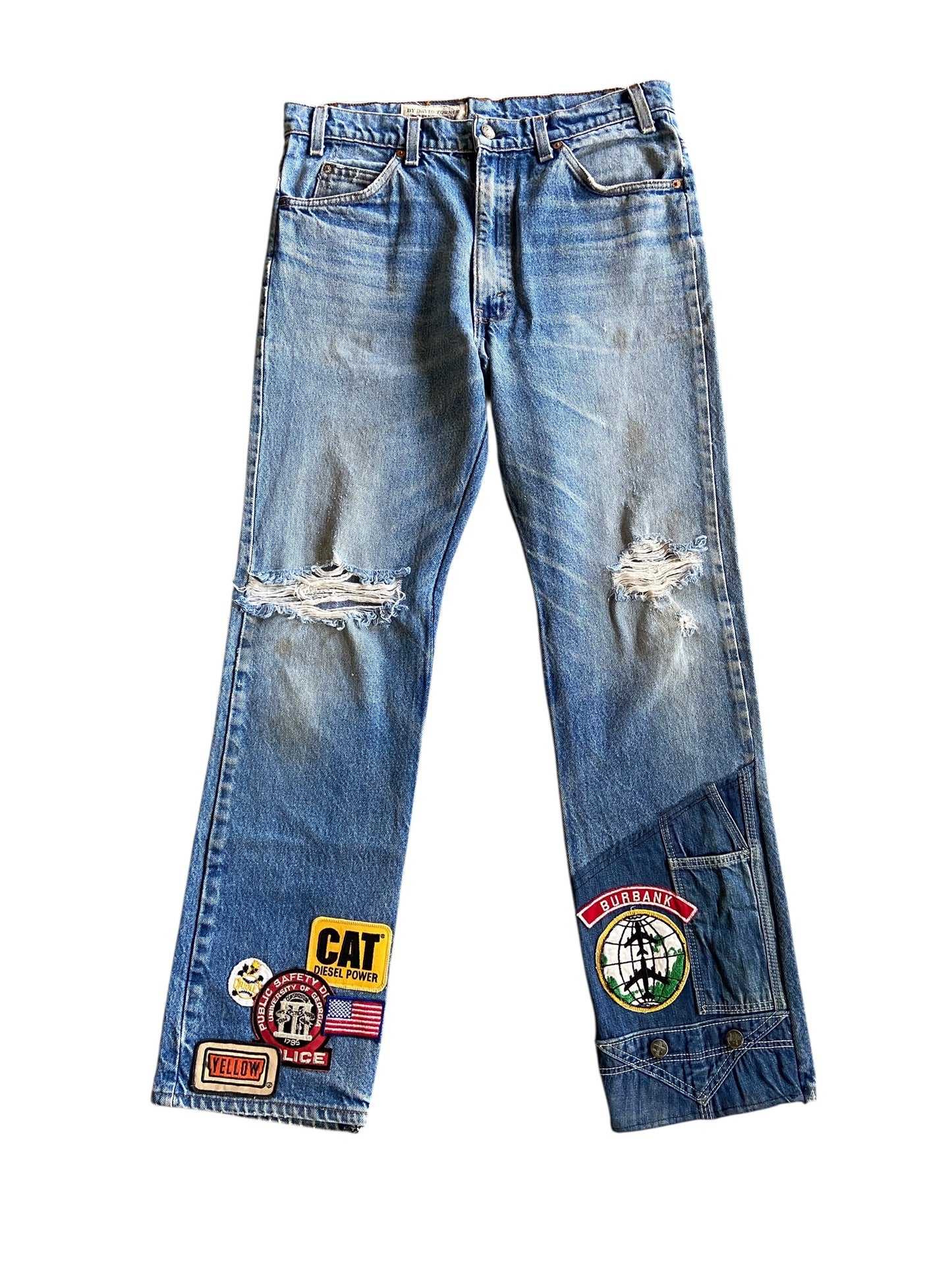 Reworked Muted Pine Denim Jeans by david turner