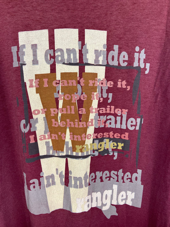 Load image into Gallery viewer, VTG Wrangler &amp;quot;I Ain&amp;#39;t Interested&amp;quot; Tee Sz XL
