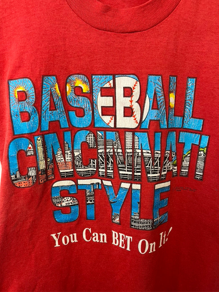 VTG Baseball Cincinnati Style Tee Sz S